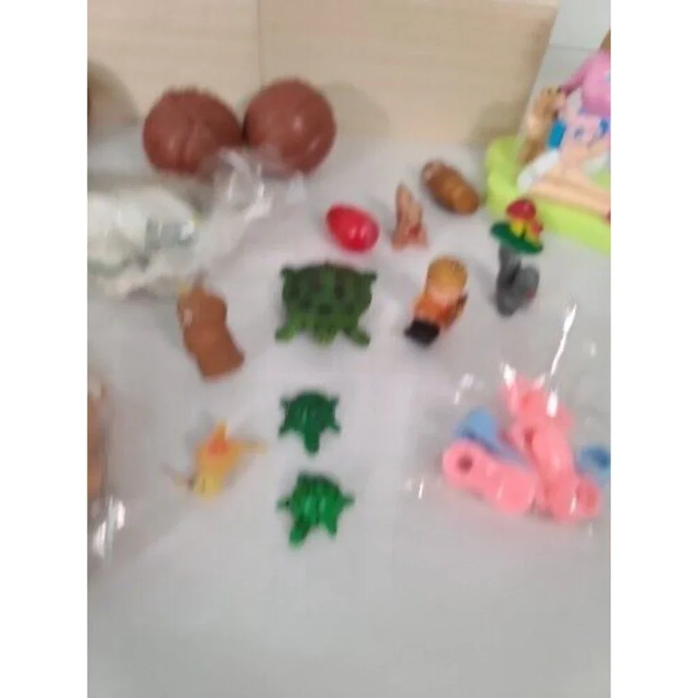 Vintage LOT of 40+ pcs. Hard Plastic Big Bird,golf,baby, Barbie, Bears,balls....